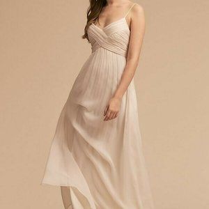 BHLDN Brigitte Ivory Crinkled Chiffon Maxi Dress